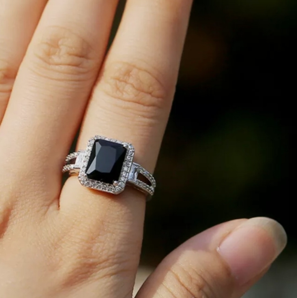 New 925 Silver Princess Cut 3.0 Ct Black Sapphires - Picture 1 of 4